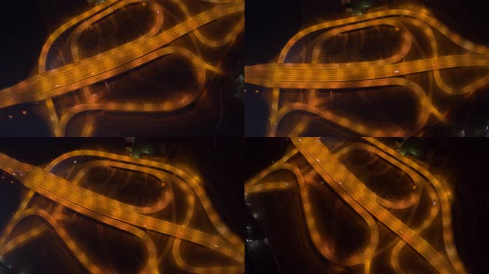 原创实拍4K高速公路延时航拍夜景