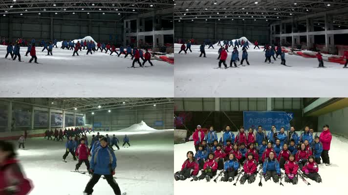 学校组织学生上滑雪课