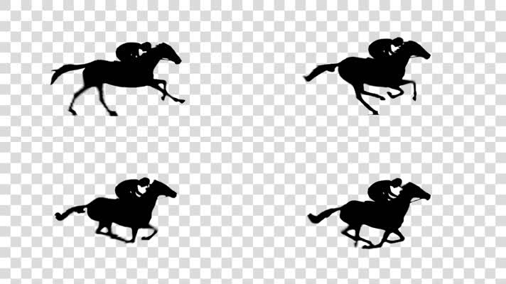 骑马奔跑剪影-alpha通道