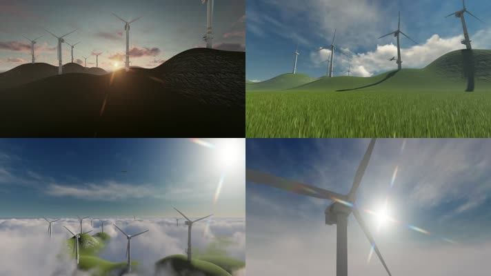 风力发电绿色能源清洁能源太阳能发电视频