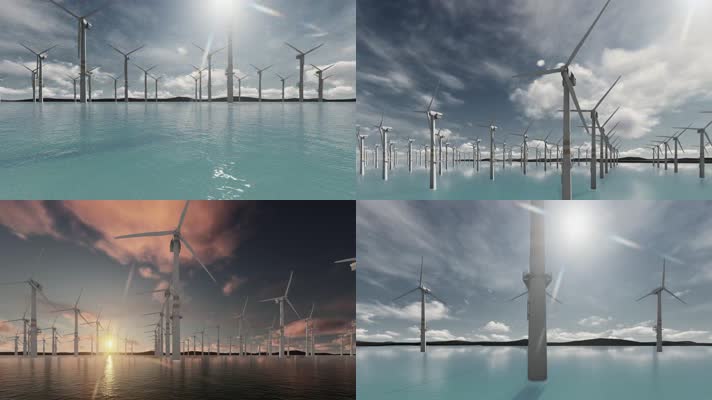 原创4k绿色能源清洁能源风力发电风车视频