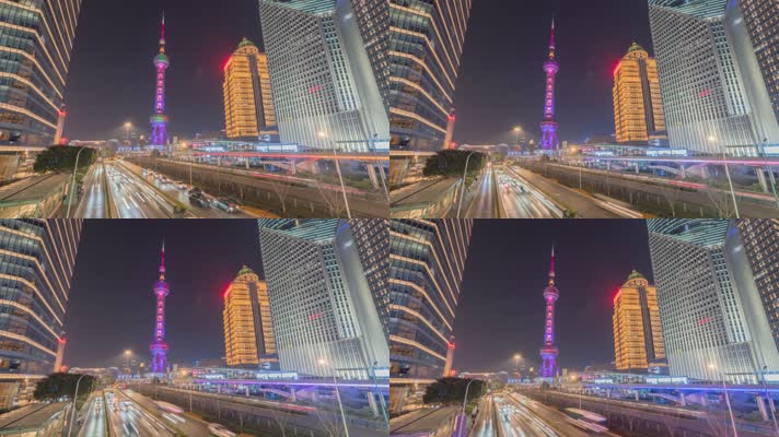 上海东方明珠夜景延时