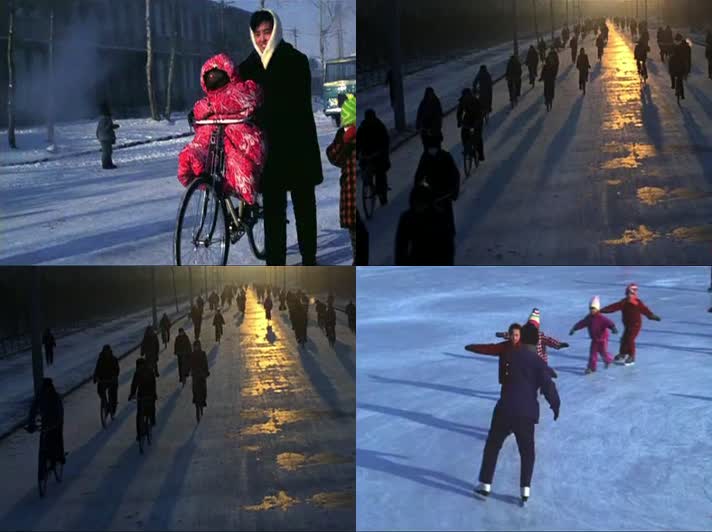 80年代北京冬天滑冰历史影像视频