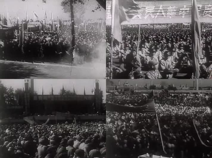 1949新中国成立影像视频长春人民欢庆