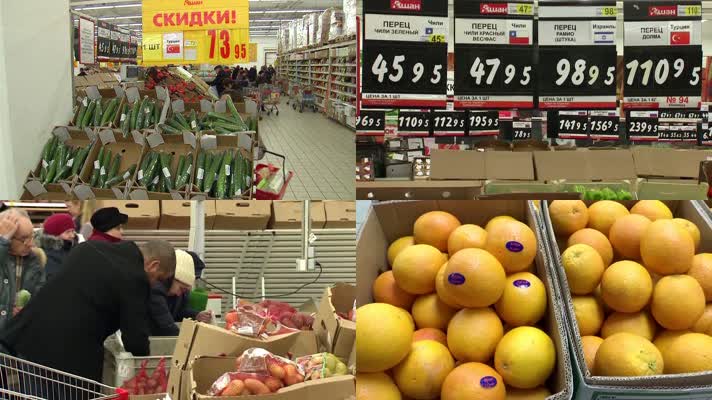 莫斯科市民采购蔬菜水果