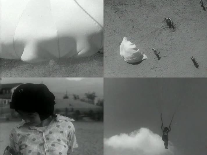 50年代的中国跳伞运动员跳伞训练影像视频