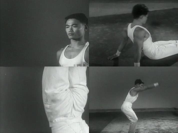 50年代的中国青年体操运动员训练影像视频