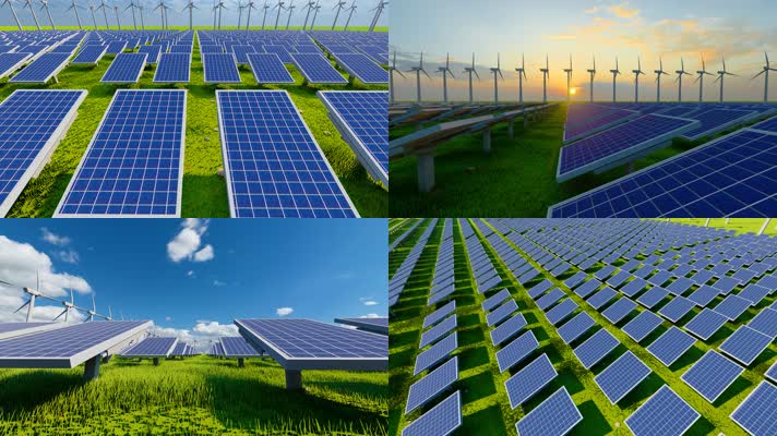 4K 绿色可再生新能源太阳能光伏发电