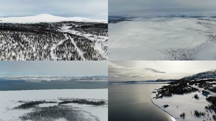 4K航拍北欧北角雪景