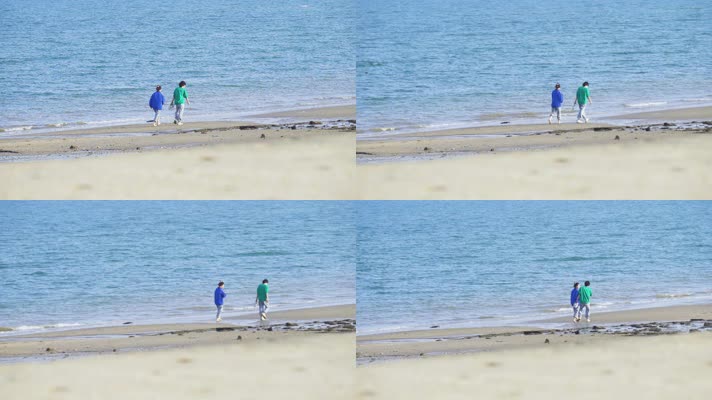 海边漫步的情侣