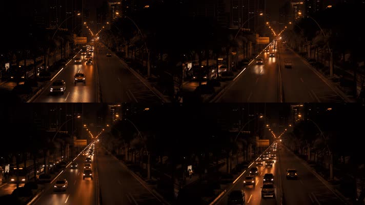 城市道路夜景延时素材
