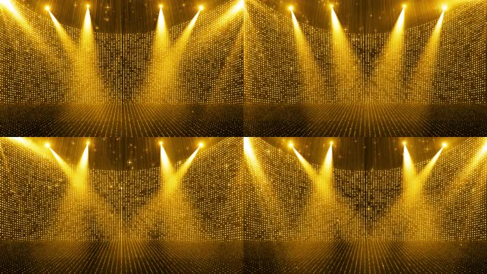 【原创4k】金色粒子聚光灯照耀闪烁舞台背