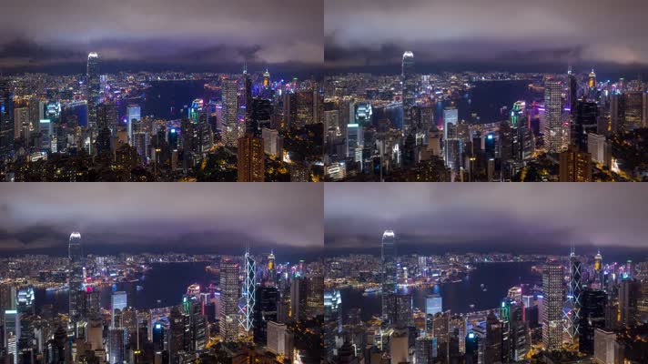香港延时航拍夜景