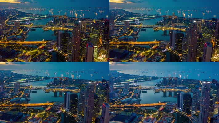 日出时分新加坡商业区夜景