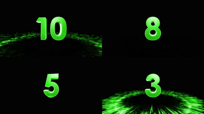 4K绿色立体10秒倒计时