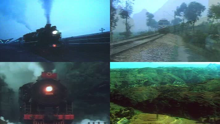 80年代长江风光四川盆地火车