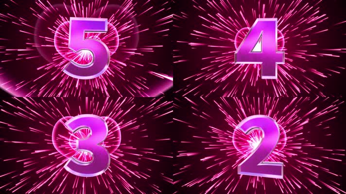 粉色粒子立体5秒倒计时开场AE模板1 c