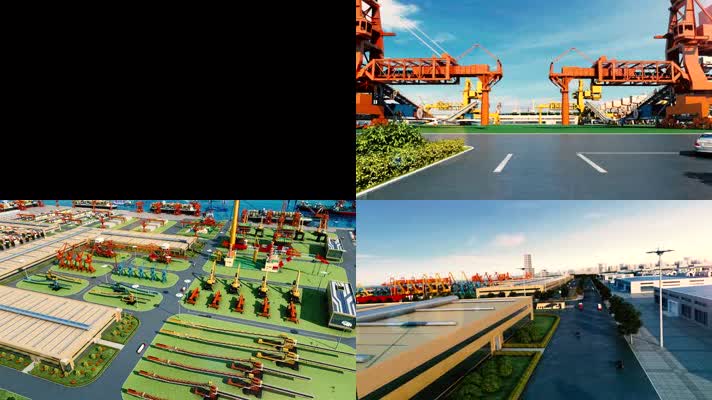 港口码头制造工厂漫游动画