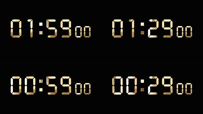 4K金色液晶数字倒数2分钟精确毫秒