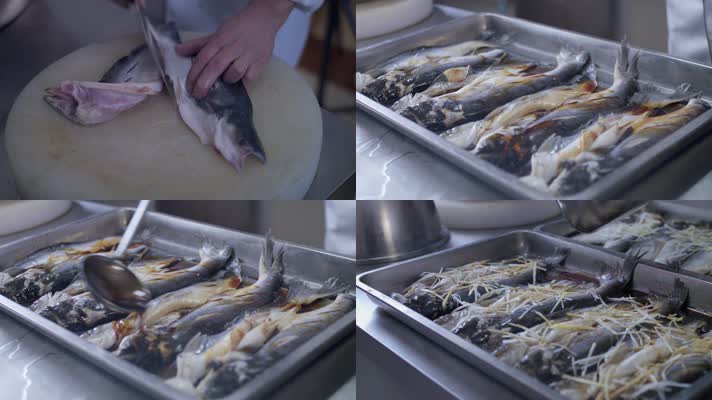 清蒸鲈鱼制作过程 美食素材