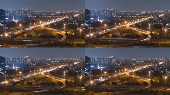 【4K】北京五环高速城市交通道路车流延时