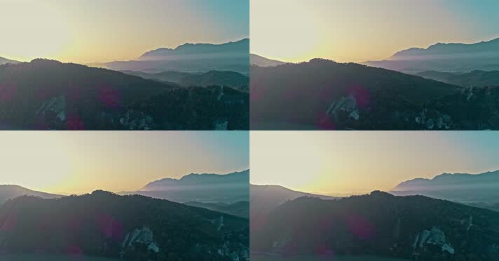 航拍4k建德山区风景湖面清晨薄雾生态旅游 