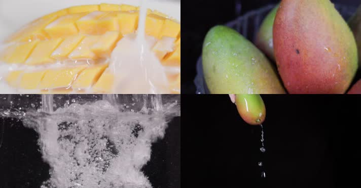 夏日牛奶芒果清爽入水创意碰撞 4k实拍