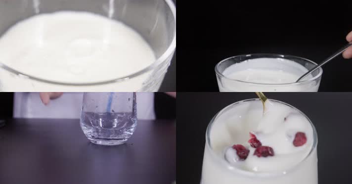 唯美液态丝滑酸奶健康诱人醇香水果 4k 