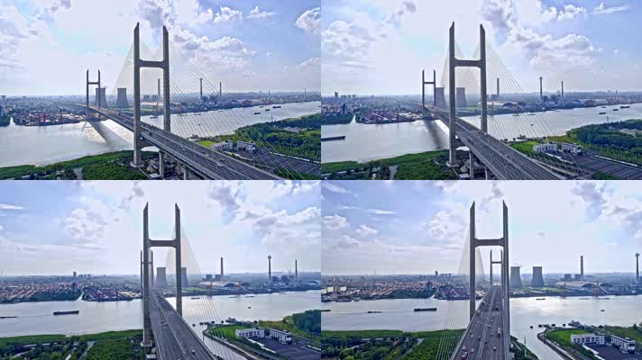 上海闵浦大桥4k航拍原创可商用