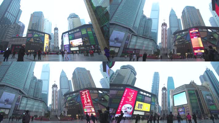 重庆 解放碑 高楼大厦 广告大屏 逛街 商业区 奢侈品店