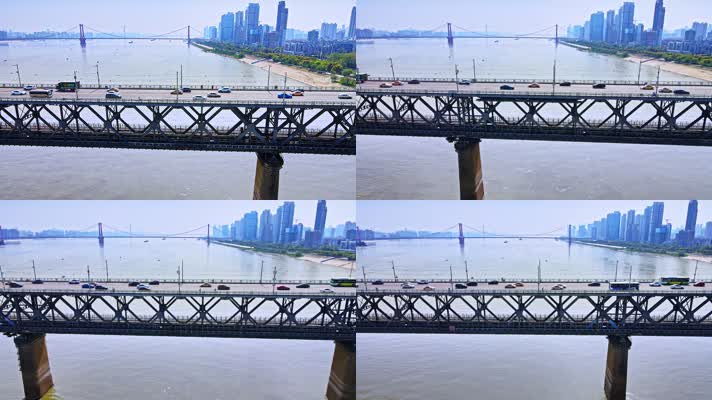 2K航拍武汉长江大桥龟山黄鹤楼