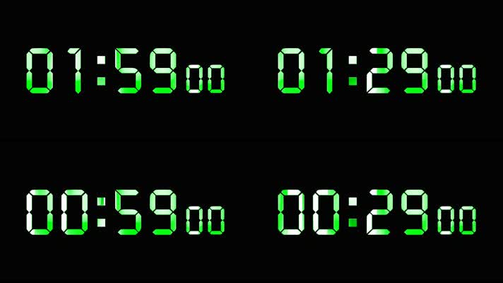 4K绿色液晶数字倒数2分钟精确毫秒 2
