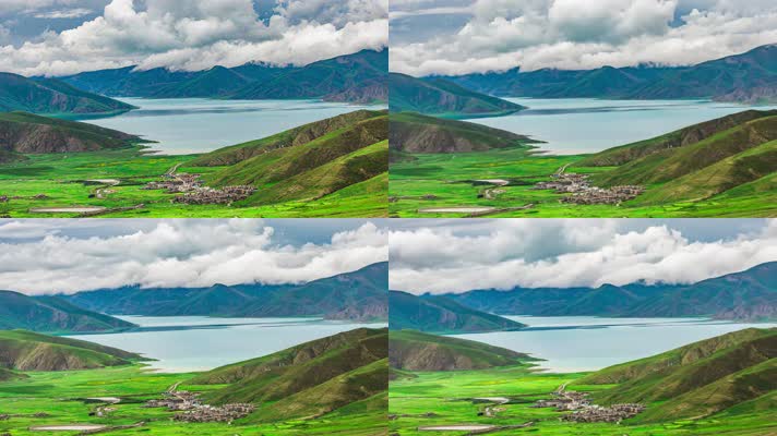 西藏羊湖村庄风光延时
