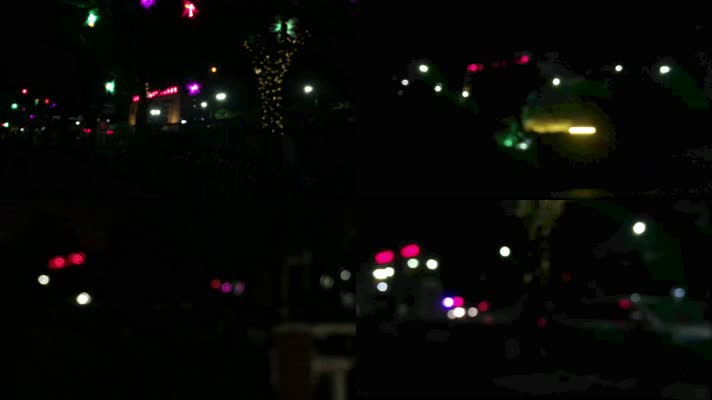4k原创 实拍城市夜景霓虹光斑空境