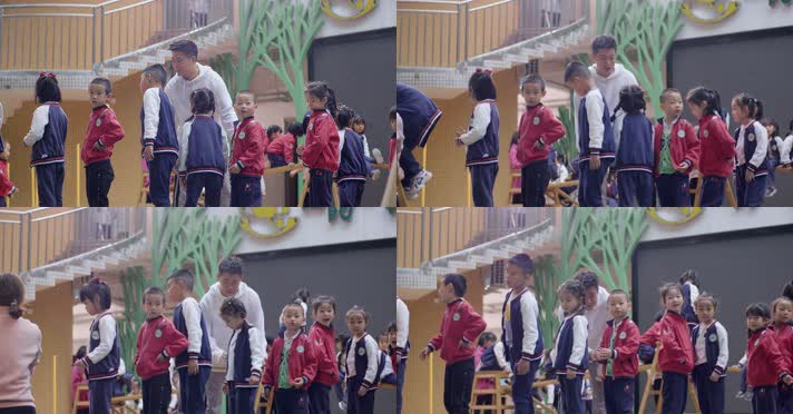 【4K】幼儿园老师带领小朋友做活动