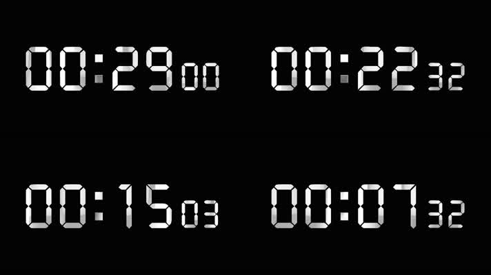4K银色液晶数字倒数30秒钟精确毫秒 2