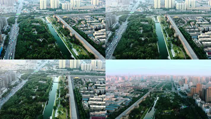 【4K航拍】西安玉祥门环城公园和护城河