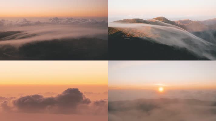 清晨山顶云海日出朝霞云雾