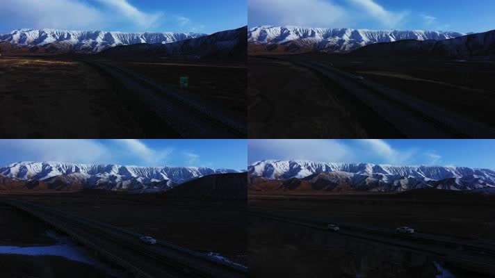 甘肃甘南公路雪山自然风光4K航拍