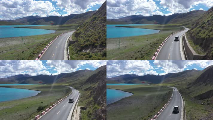 西藏羊卓雍措羊湖自然风光航拍