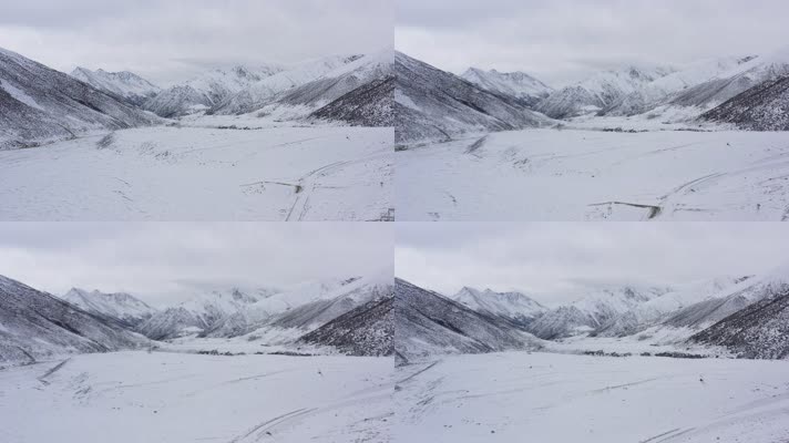 西藏冬天雪景自然风光航拍