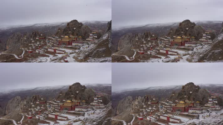 西藏丁青孜珠寺自然风光航拍