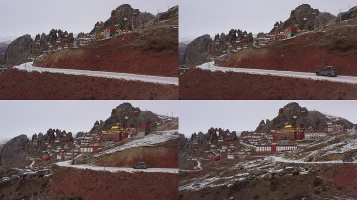 西藏丁青孜珠寺自然风光航拍
