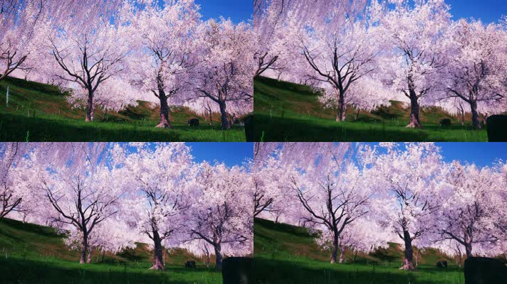4K写实樱花林樱花花瓣飘舞LED视频素材