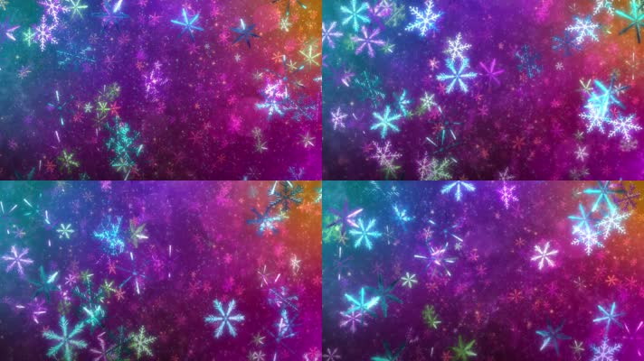 【4K】唯美雪花晶体水晶华丽粒子下落下雪
