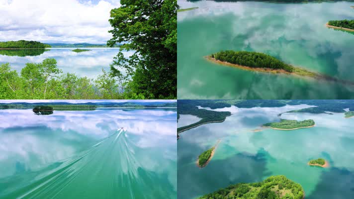 青山绿水自然生态千岛湖湖泊水库航拍宣传