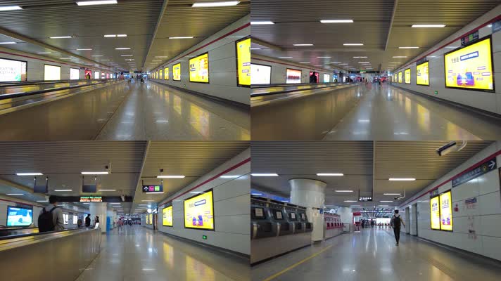 杭州地铁乘客走廊推进运镜镜头
