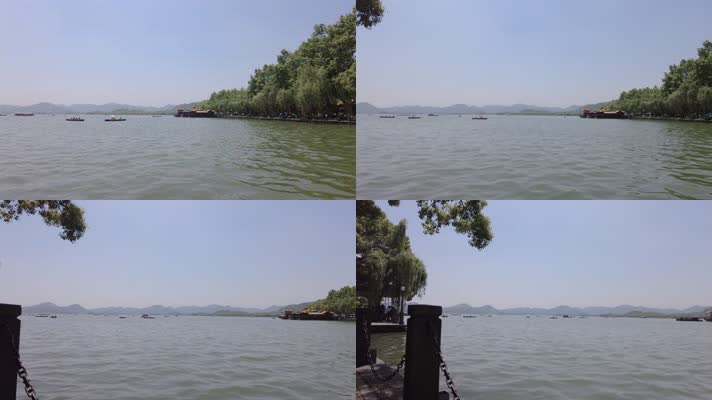 杭州西湖湖面水面波浪轮船4k