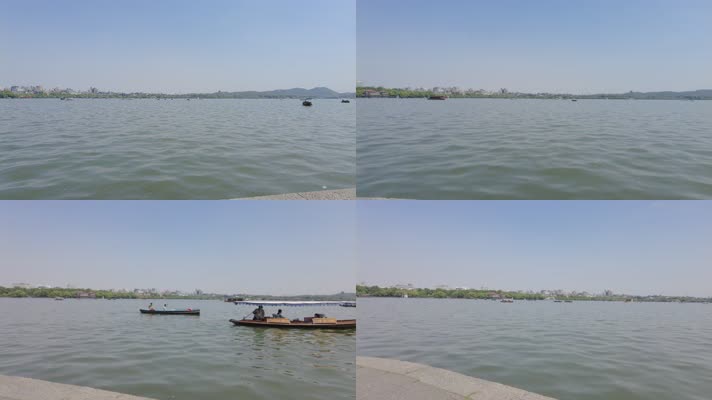 杭州西湖湖面游船轮船