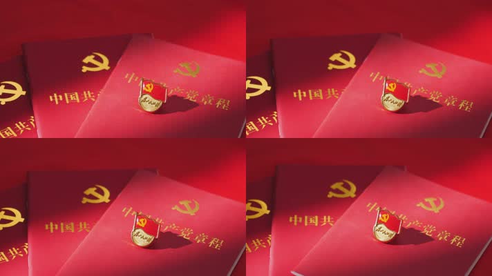 中国共产党党徽党章，党员入党宣誓4k素材